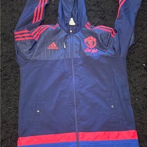 Adidas Manchester United Navy & Pink Zip Hoodie size L